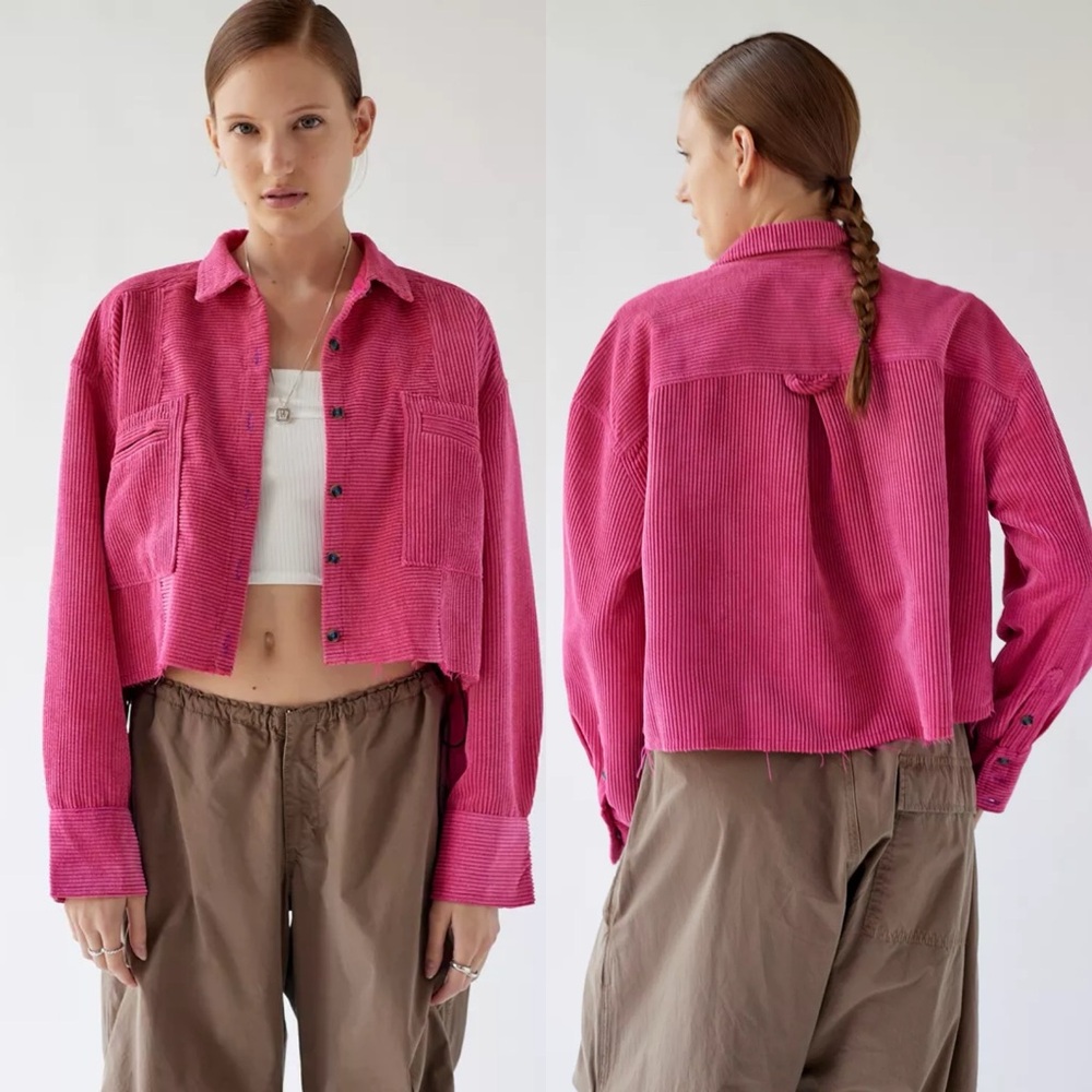 NWOT BDG Rodney Corduroy Button-Down Shirt in Pink